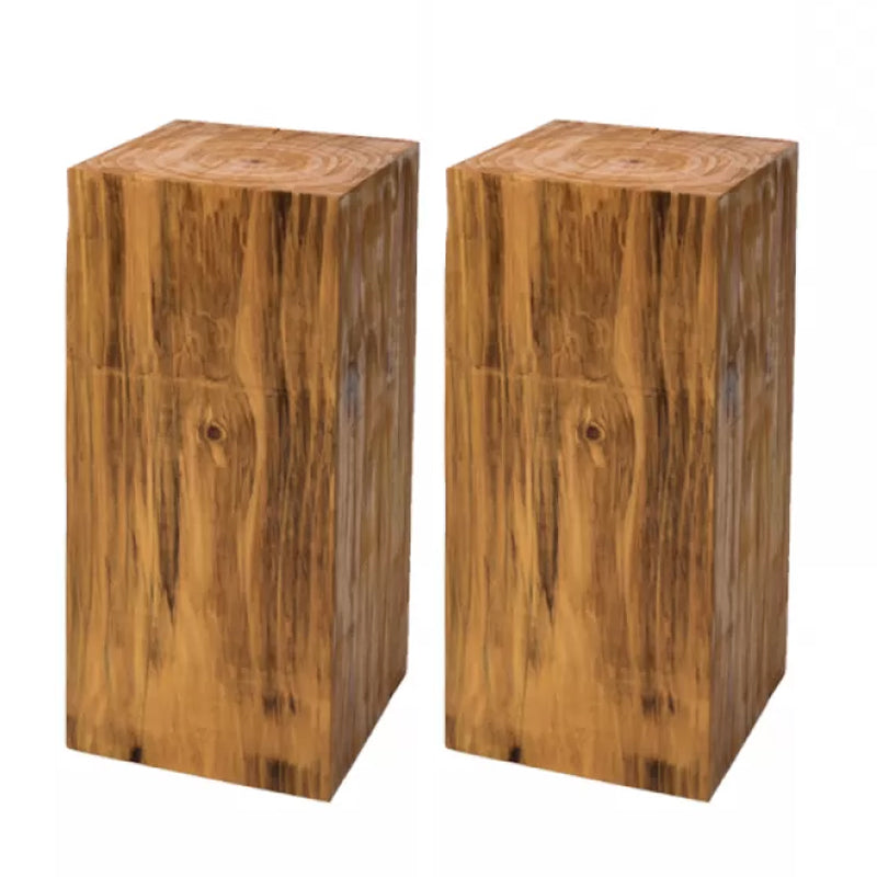 Rustic Sofa Accent Side Table Distressed Square Natural Pedestal Solid Wood Corner Table