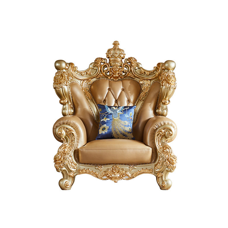 Genuine Leather Sofa Tufted Split-Back Rolled Arm Sofa for Living Room