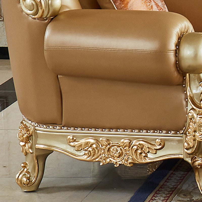 Genuine Leather Sofa Tufted Split-Back Rolled Arm Sofa for Living Room