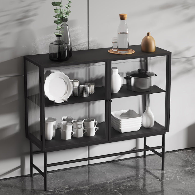 Modern Curio Cabinet Metal Glass Doors Display Cabinet for Living Room