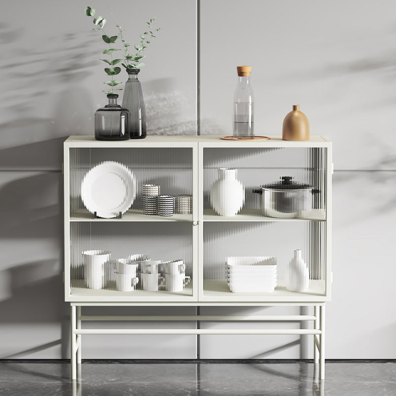 Modern Curio Cabinet Metal Glass Doors Display Cabinet for Living Room