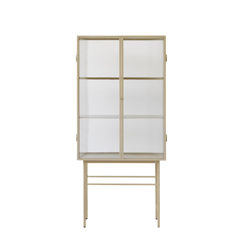 Modern Curio Cabinet Metal Glass Doors Display Cabinet for Living Room