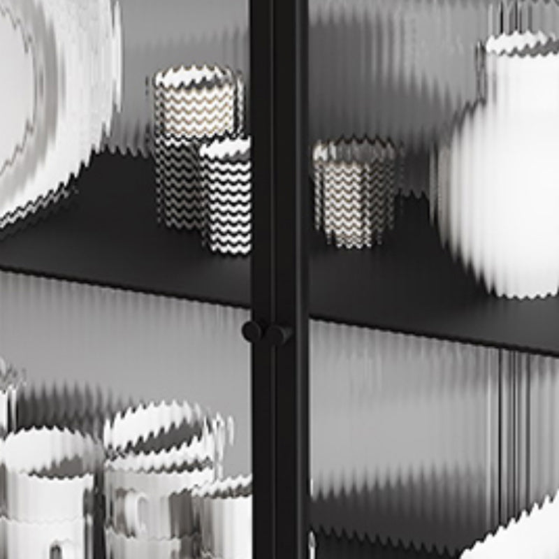 Modern Curio Cabinet Metal Glass Doors Display Cabinet for Living Room