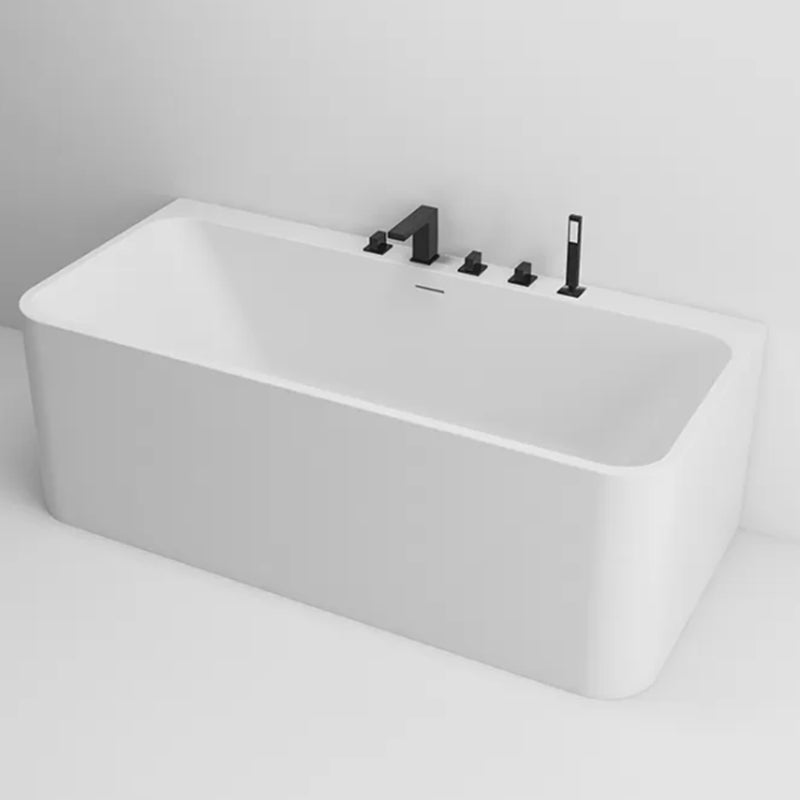 Stone Soaking Tub Antique Finish Rectangular Back to Wall Bath