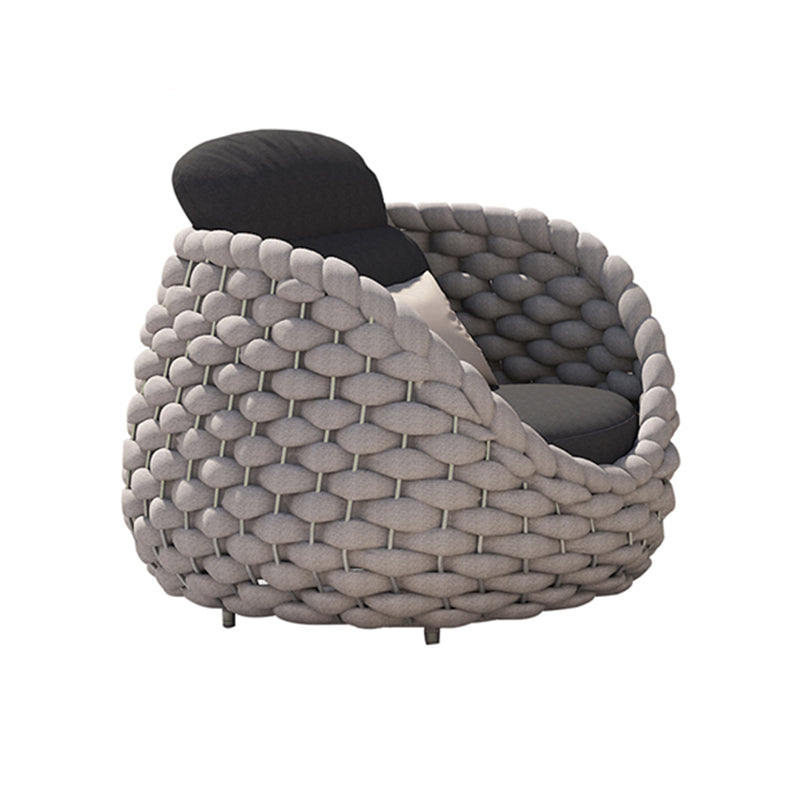 Tropical Grey Symmetrical Outdoor Patio Sofa with Black Cushion