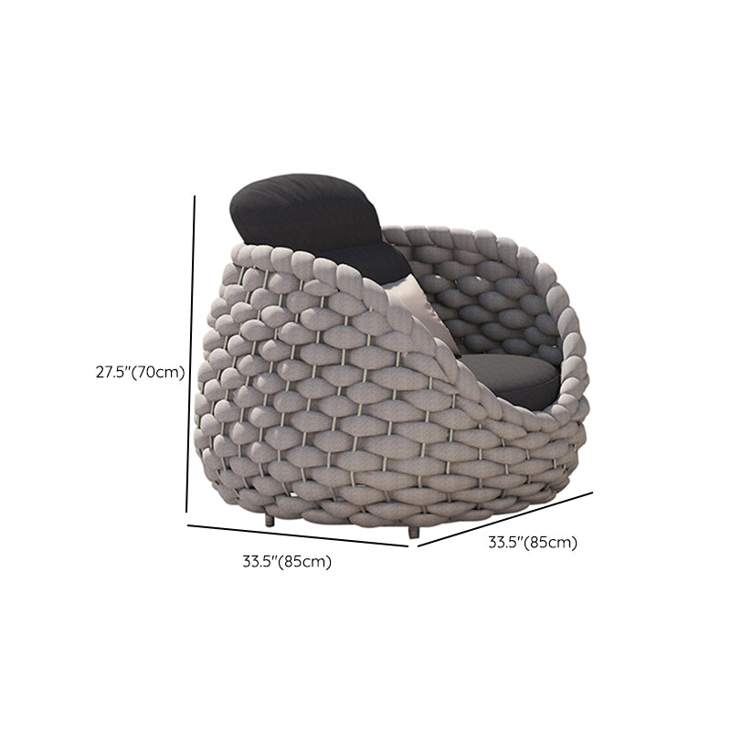 Tropical Grey Symmetrical Outdoor Patio Sofa with Black Cushion