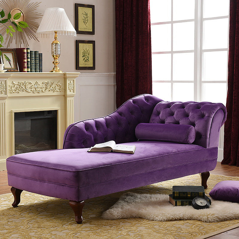 Traditional Micro-velvet Chaise Lounge Chair with One Arms, Upholstered Accent Chair