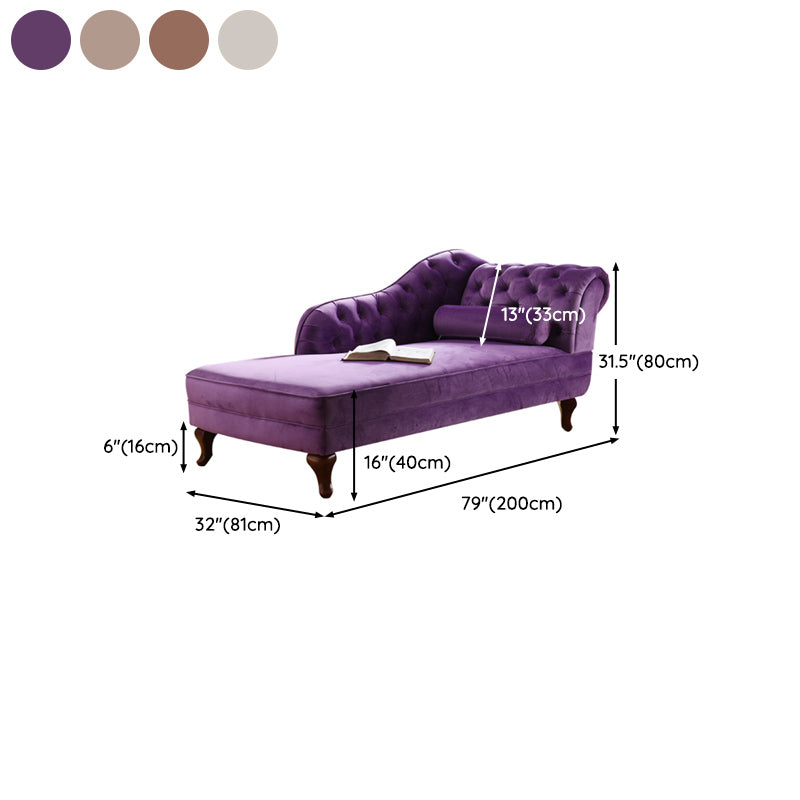 Traditional Micro-velvet Chaise Lounge Chair with One Arms, Upholstered Accent Chair