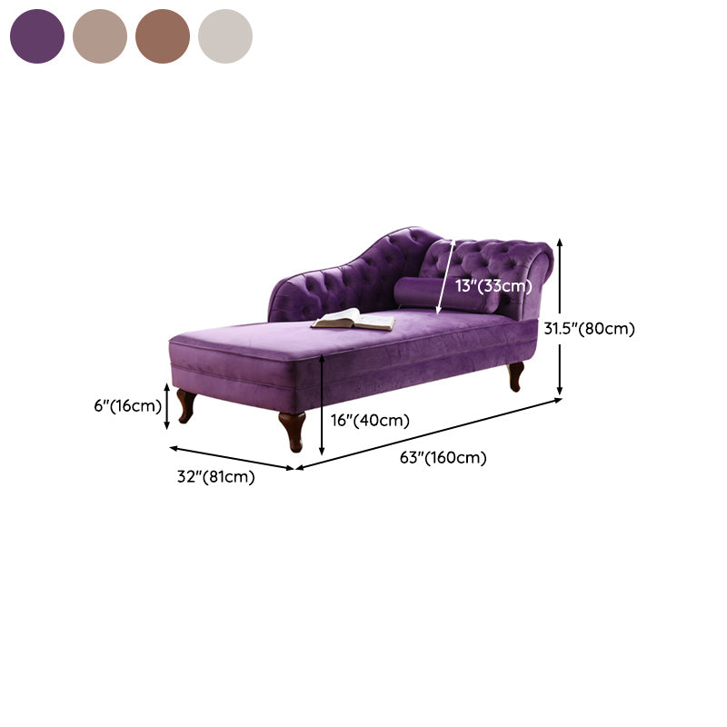 Traditional Micro-velvet Chaise Lounge Chair with One Arms, Upholstered Accent Chair
