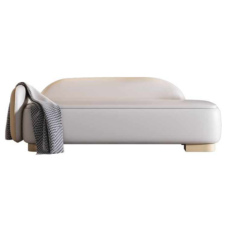 Living Room Chaise Recessed Arms Nordic Chaise Lounge with Leather Upholster