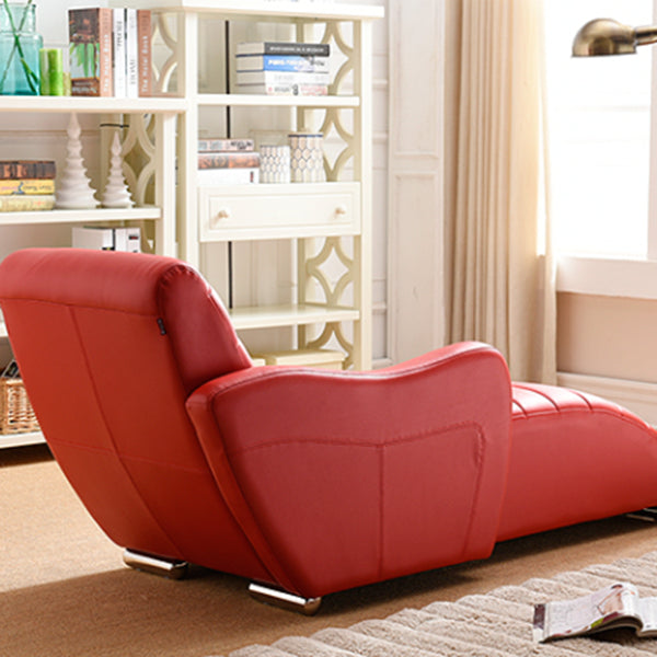 Living Room Leather Chaise Square Arms Modern Chaise Lounge with Upholster