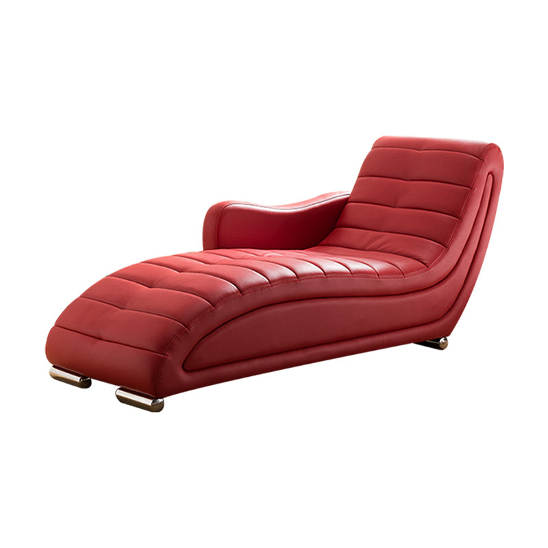 Living Room Leather Chaise Square Arms Modern Chaise Lounge with Upholster