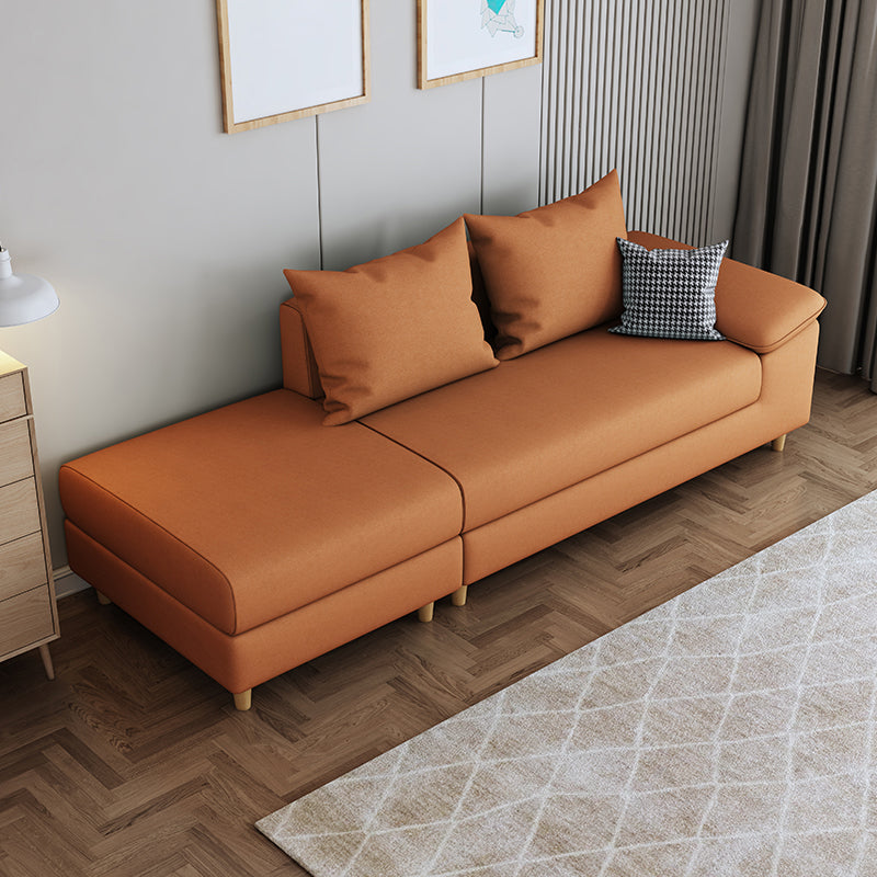 Modern Faux Leather and Linen Chaise Lounge Solid Color Chaise Lounge