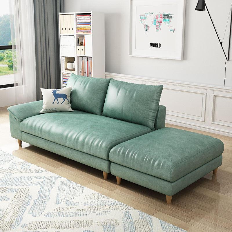 Modern Faux Leather and Linen Chaise Lounge Solid Color Chaise Lounge