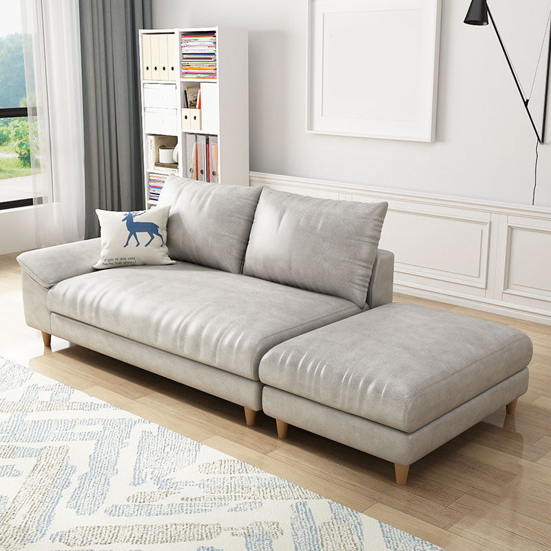 Modern Faux Leather and Linen Chaise Lounge Solid Color Chaise Lounge