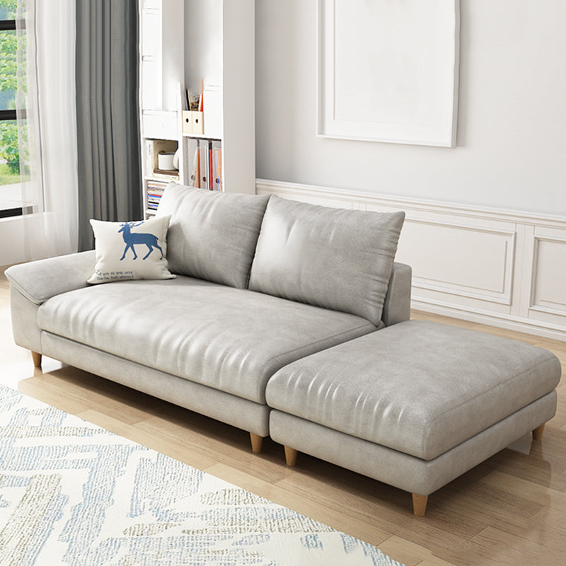 Modern Faux Leather and Linen Chaise Lounge Solid Color Chaise Lounge