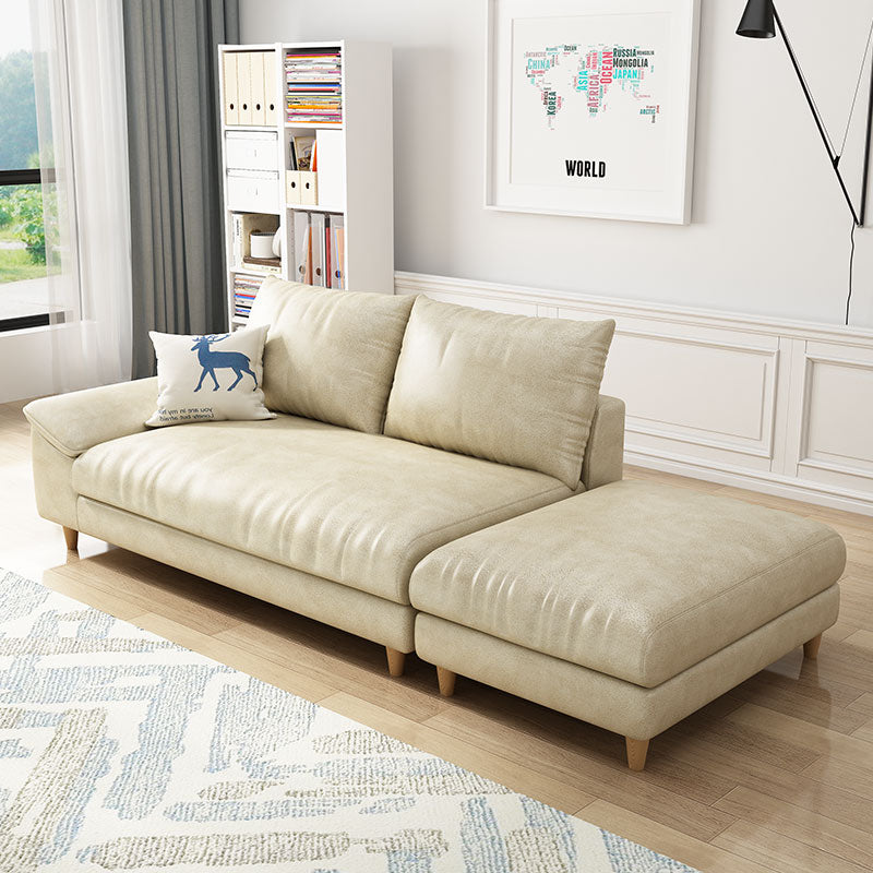 Modern Faux Leather and Linen Chaise Lounge Solid Color Chaise Lounge