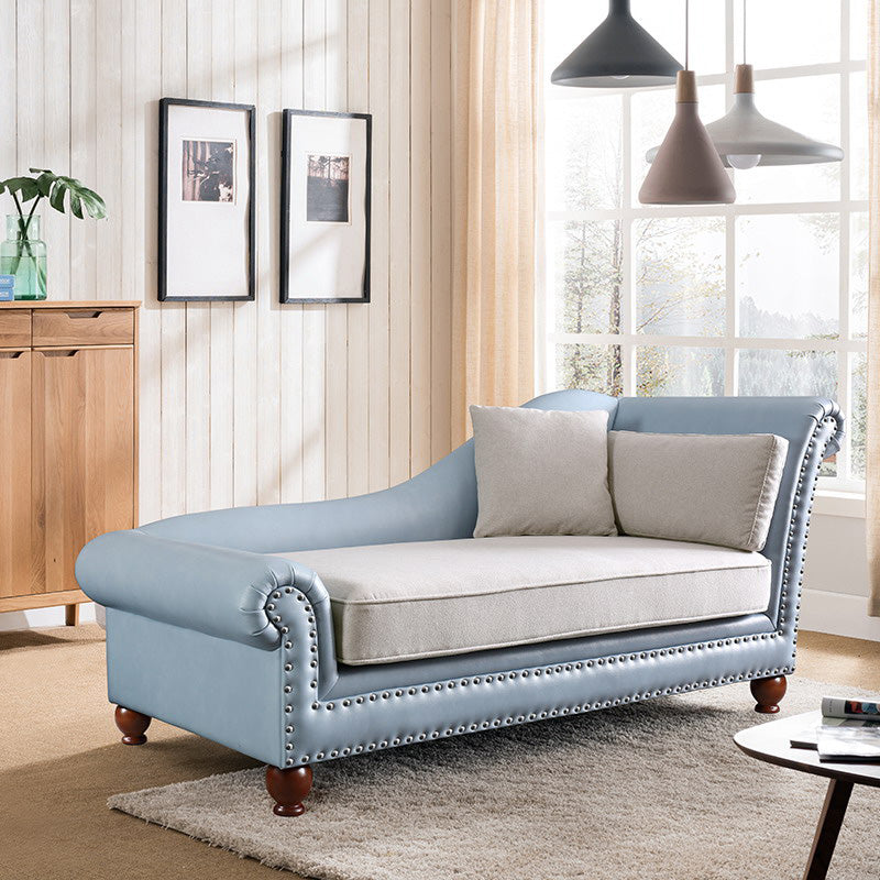 Traditional Chaise Lounge Faux Leather Chaise Lounge with Arm