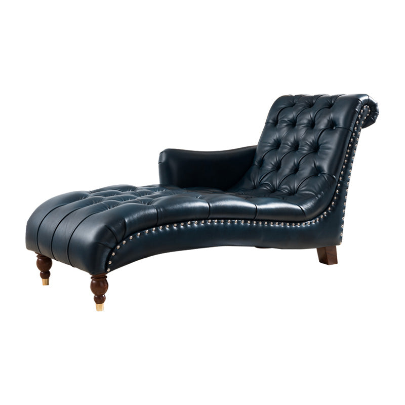 Glam Genuine Leather Chaise Lounge Indoor One Armed Floor Chair
