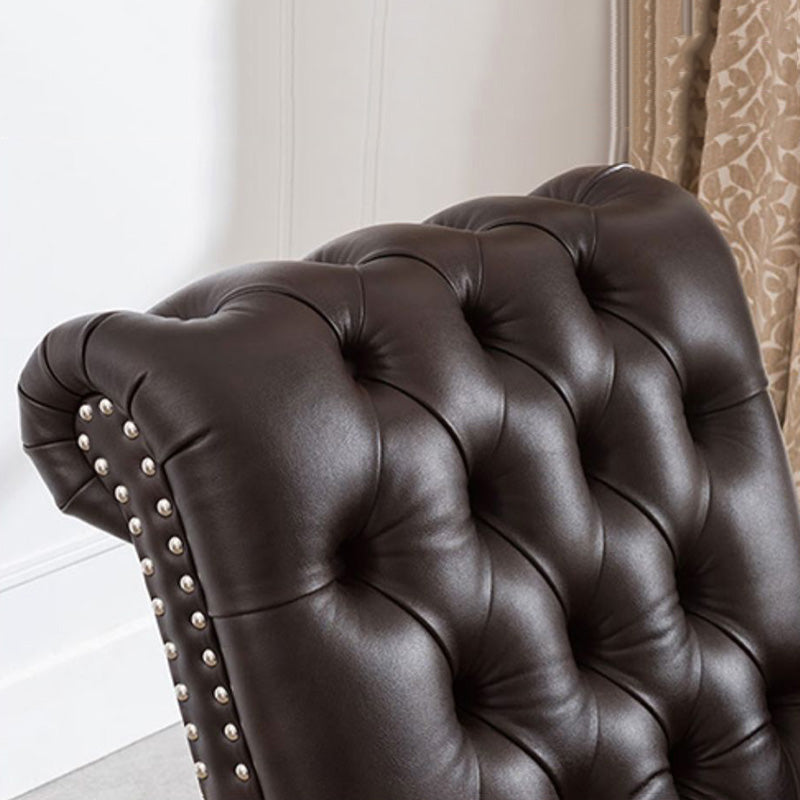 Glam Genuine Leather Chaise Lounge Indoor One Armed Floor Chair