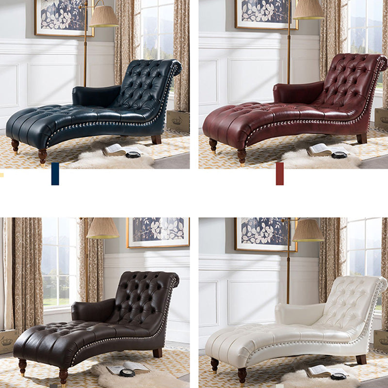 Glam Genuine Leather Chaise Lounge Indoor One Armed Floor Chair