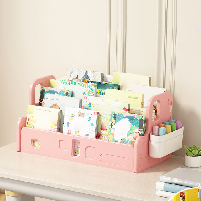 Contemporary Plastic Book Display Tabletop Closed Back Storage Bookcase