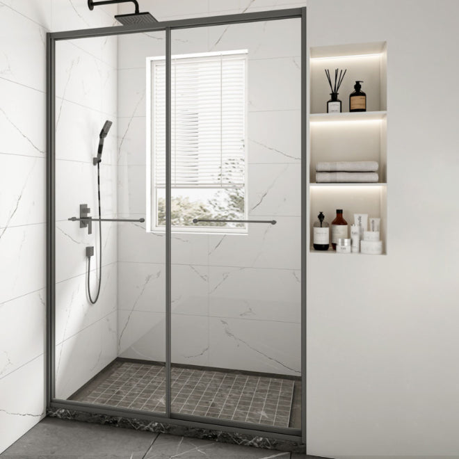 Framed Double Sliding Shower Bath Door Transparent Scratch Resistant Shower Bath Door