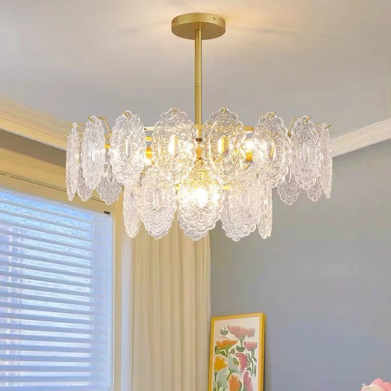 Metal Modern Ceiling Lamp Geometric Shape Island Light with Glass Shade for Living Room