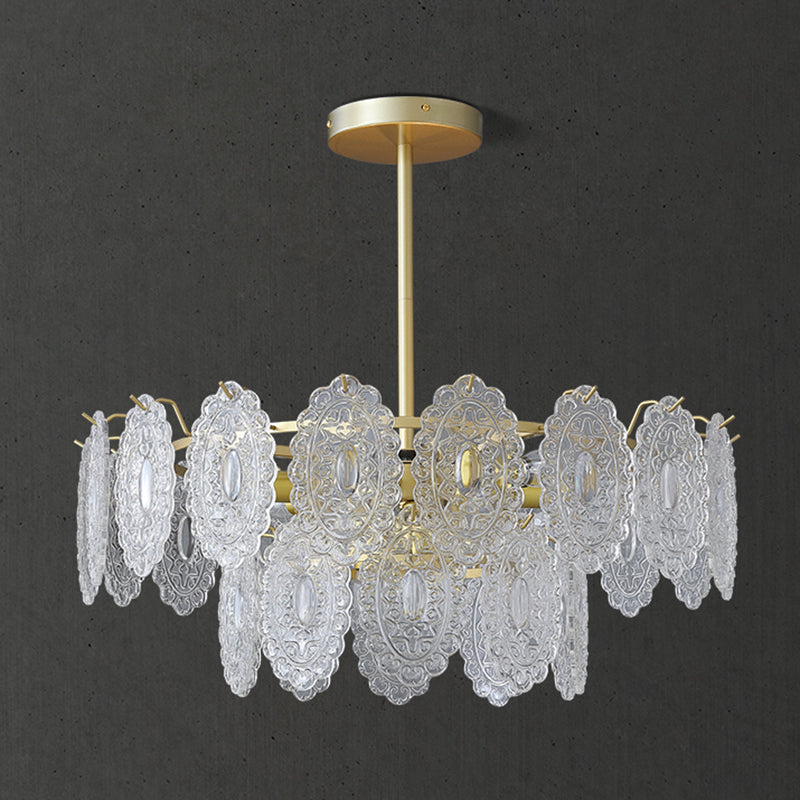 Metal Modern Ceiling Lamp Geometric Shape Island Light with Glass Shade for Living Room