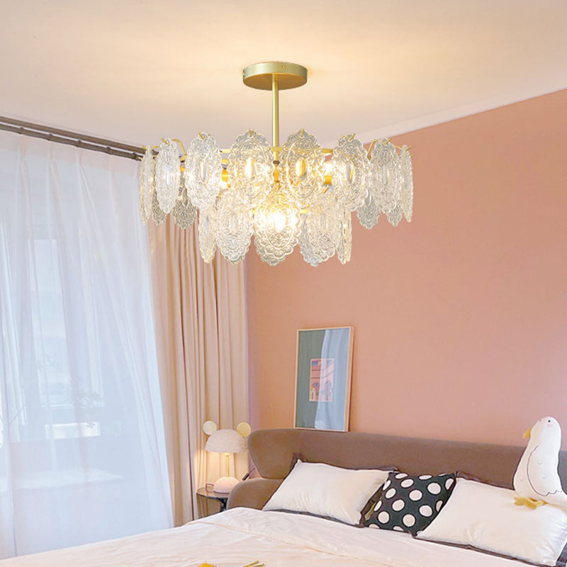 Metal Modern Ceiling Lamp Geometric Shape Island Light with Glass Shade for Living Room