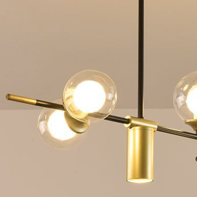 7 - Light Ceiling Pendant Light Iron Kitchen Island Fixture with Glass Ball Shade