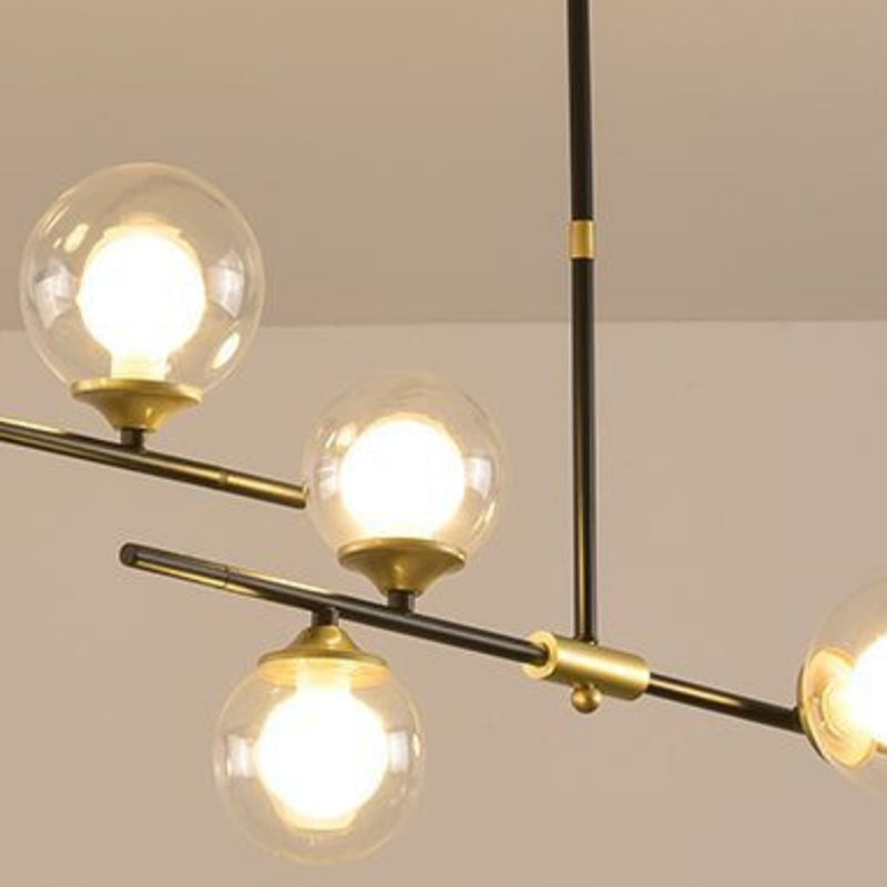 7 - Light Ceiling Pendant Light Iron Kitchen Island Fixture with Glass Ball Shade