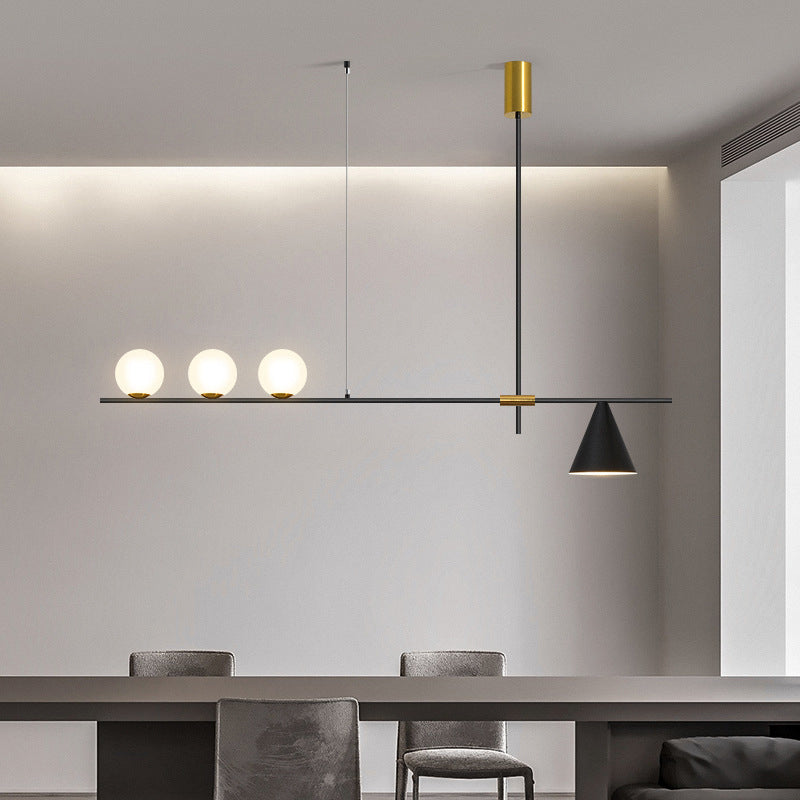 Multi - Light Kitchen Island Fixture Modern Iron and Glass Ceiling Pendant in Black / Gold