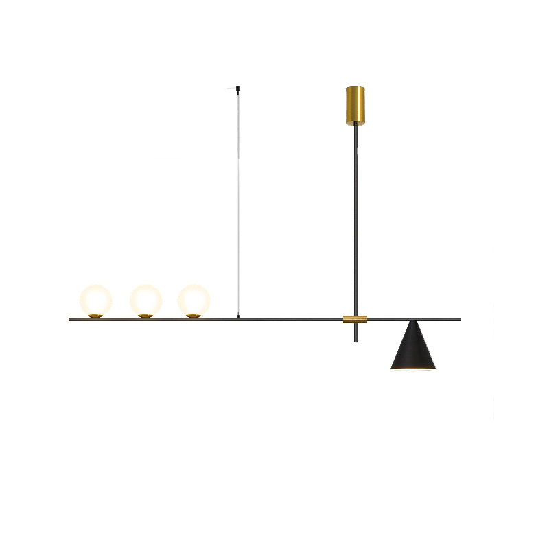 Multi - Light Kitchen Island Fixture Modern Iron and Glass Ceiling Pendant in Black / Gold