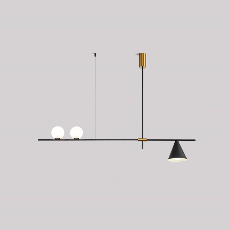 Multi - Light Kitchen Island Fixture Modern Iron and Glass Ceiling Pendant in Black / Gold