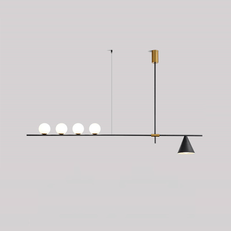 Multi - Light Kitchen Island Fixture Modern Iron and Glass Ceiling Pendant in Black / Gold