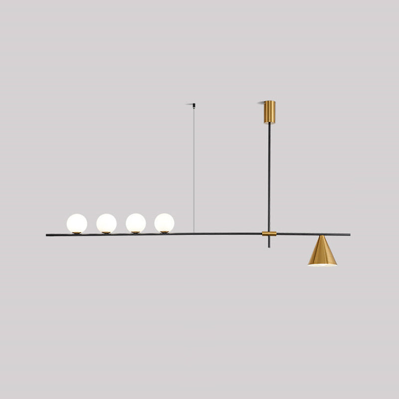 Multi - Light Kitchen Island Fixture Modern Iron and Glass Ceiling Pendant in Black / Gold