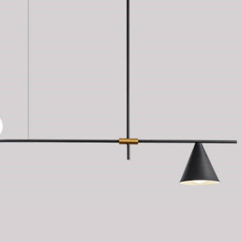 Multi - Light Kitchen Island Fixture Modern Iron and Glass Ceiling Pendant in Black / Gold