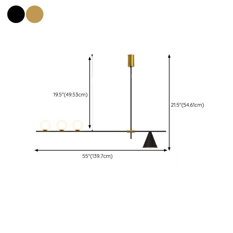 Multi - Light Kitchen Island Fixture Modern Iron and Glass Ceiling Pendant in Black / Gold