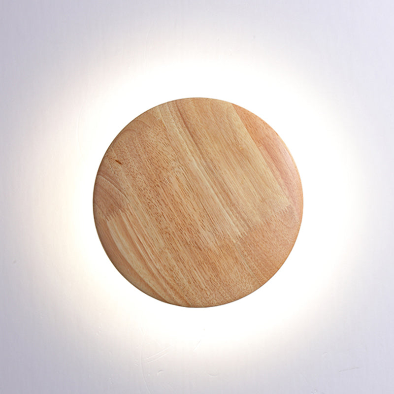 Wooden Wall Sconce Lighting Modern Round Disc Shape Wall Lamp for Bedroom