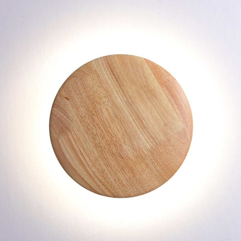 Wooden Wall Sconce Lighting Modern Round Disc Shape Wall Lamp for Bedroom