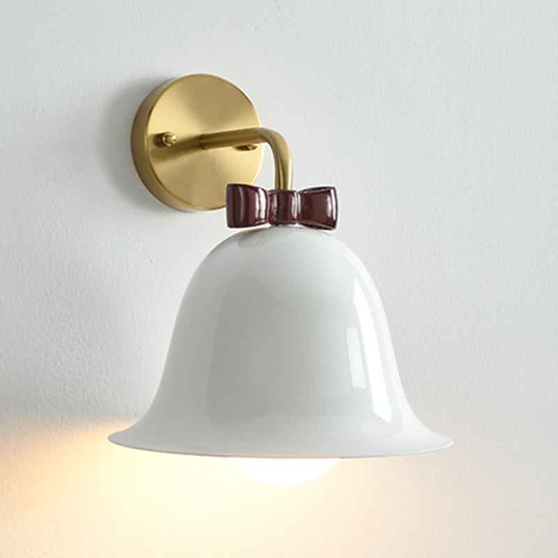Modern Metal Wall Sconce Bell Shape Wall Light with Glass Shade for Bedroom