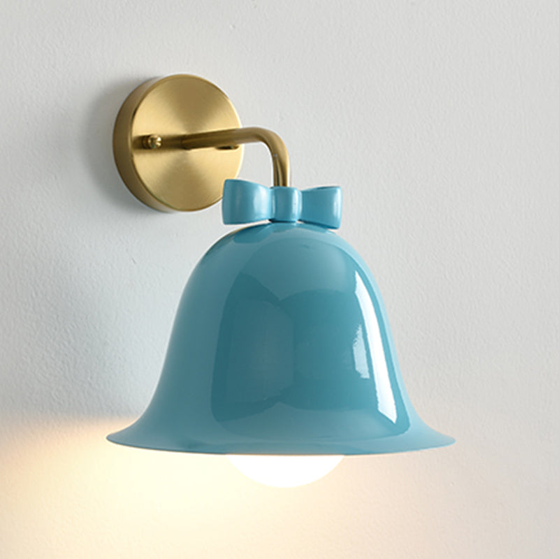 Modern Metal Wall Sconce Bell Shape Wall Light with Glass Shade for Bedroom