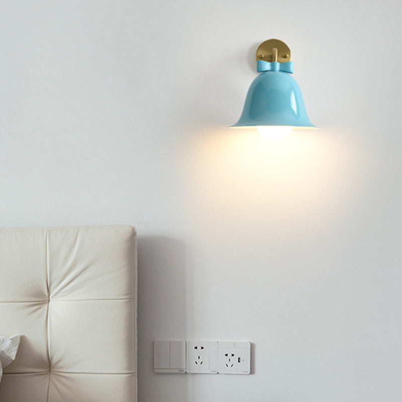 Modern Metal Wall Sconce Bell Shape Wall Light with Glass Shade for Bedroom
