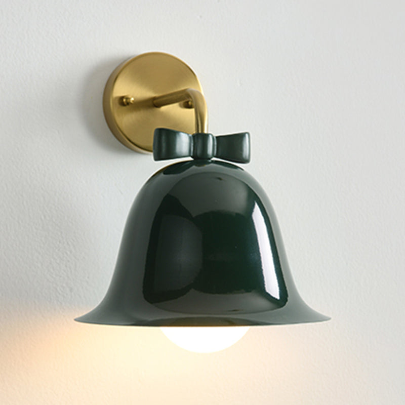 Modern Metal Wall Sconce Bell Shape Wall Light with Glass Shade for Bedroom