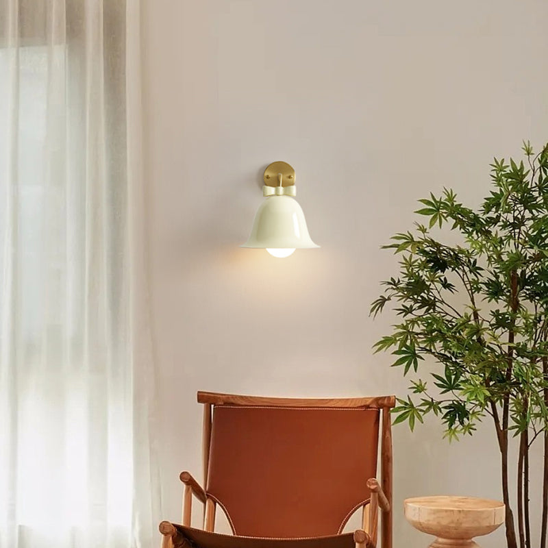 Modern Metal Wall Sconce Bell Shape Wall Light with Glass Shade for Bedroom