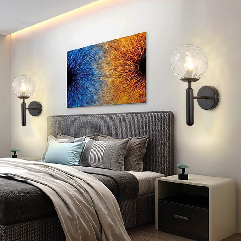 Modern Metal Wall Sconce Ball Shape Vanity Light with Glass Shade for Bathroom