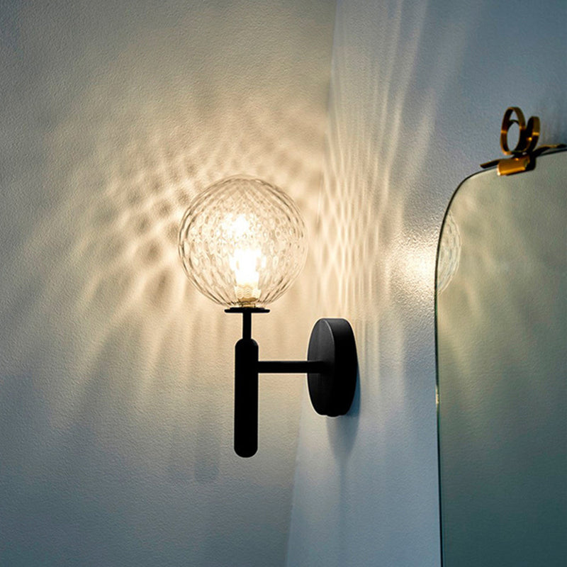 Modern Metal Wall Sconce Ball Shape Vanity Light with Glass Shade for Bathroom