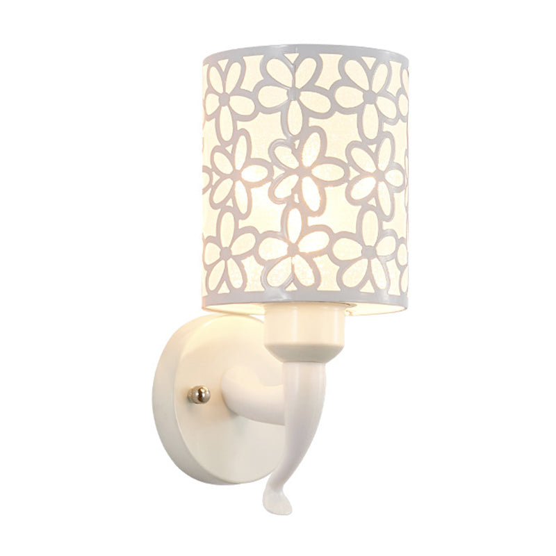 Modern Metal Wall Sconce Cylinder Shape Vanity Lamp with Plastic Shade for Bathroom