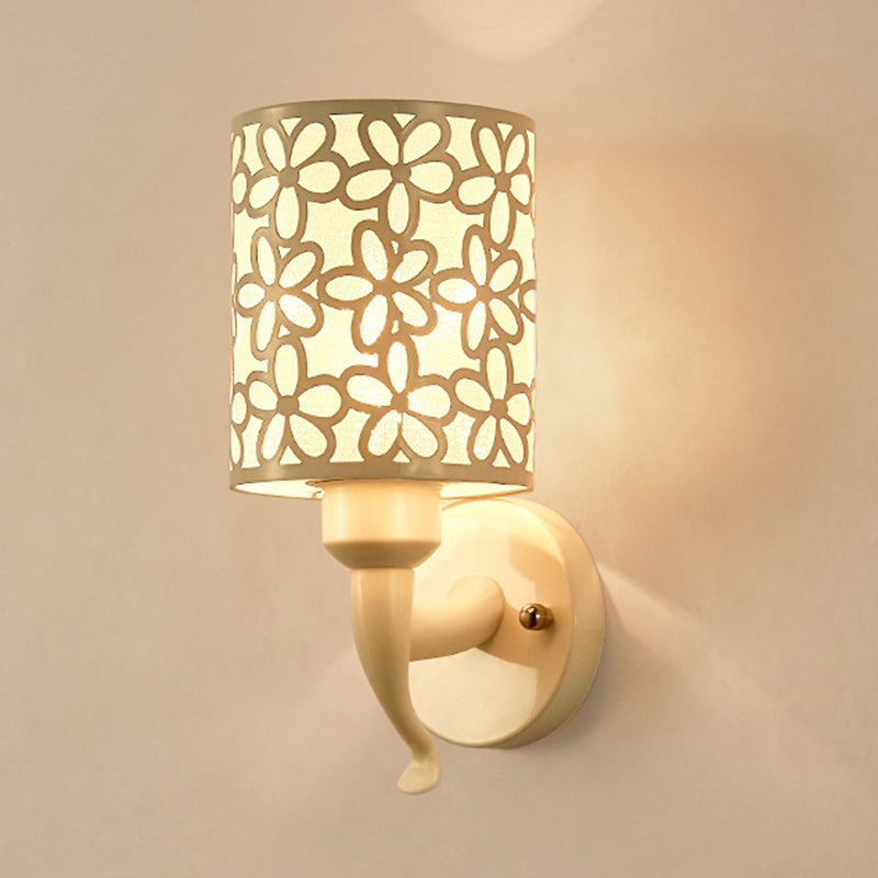 Modern Metal Wall Sconce Cylinder Shape Vanity Lamp with Plastic Shade for Bathroom
